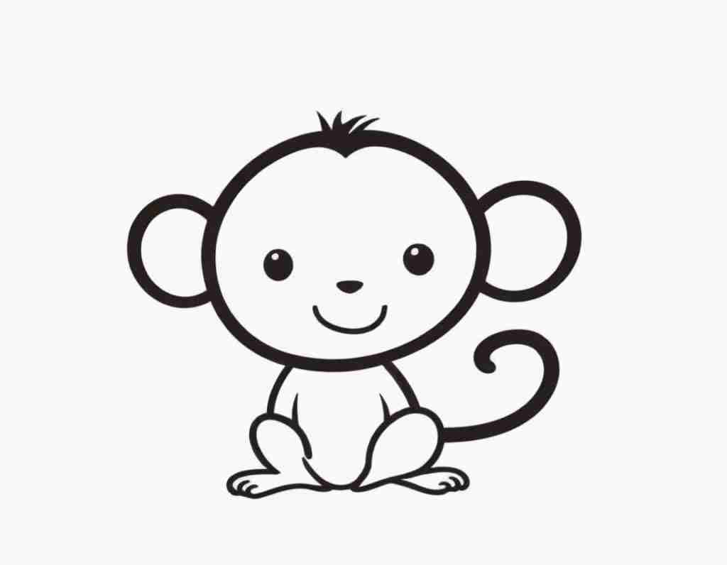 🐒 Cute Monkey Drawing Easy Step-by-step - Hobbies Point